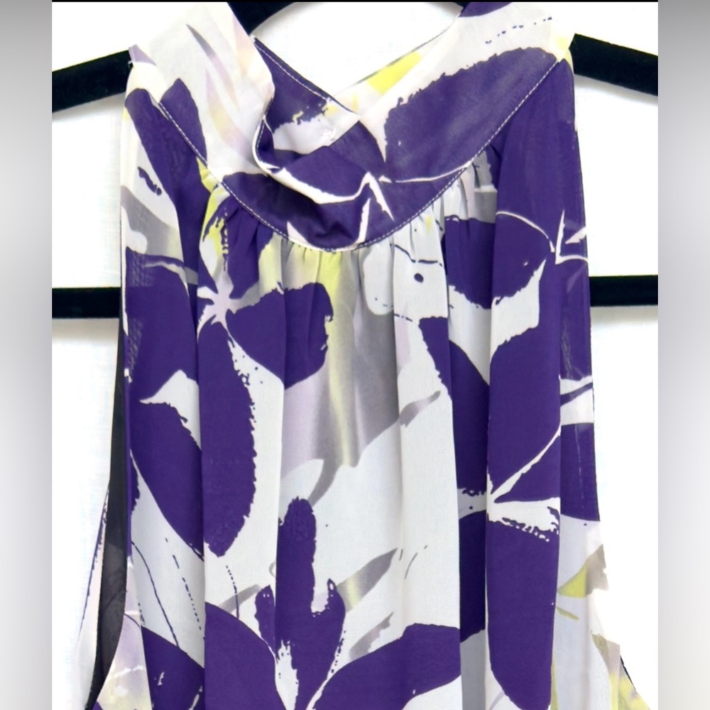 Kenneth Cole NY High Collar Lined Floral Swing Sleeveless Blouse, Size 14 P - Picture 7 of 7